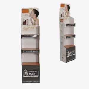 organic skin care 1/4 pallet display unit cardboard tiered shelves stand shampoo supermarket nail gel floor display unit stand