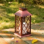 Outdoor hanging solar garden lantern led solar metal table lantern with led flameless candle
