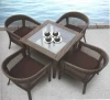 Outdoor resin wicker furniture patio brown classical rattan dining set(LD-HC0060)