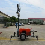 Outdoor Telescopic mobile tower light diesel Generator towersDirect Solar Light Tower Hand Push Telescopic Light Tower