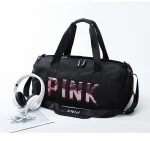 outdoor travel bags large capacity women overnight tote bags fashion girls custom gym bag with PINK color PINK words