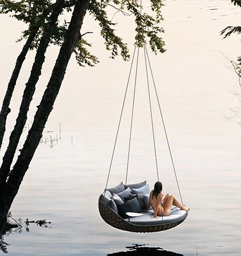 Outdoor Weaving Furniture Metal Sofa Bed Hanging Chair Outdoor Double Swing Chair