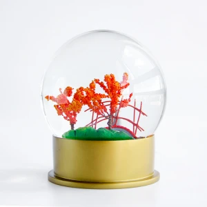 Personalized Custom Glass Ball Christmas Globes Polyresin golden base Snow Globe
