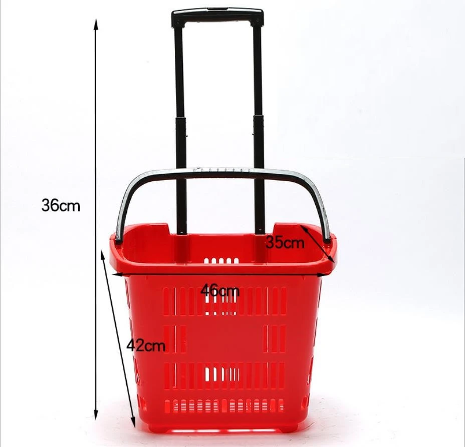Plastic shopping handling basket PP Material baskets with handles wheels from china