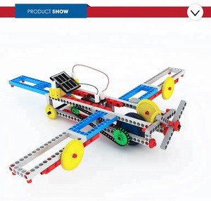powered plastic truck building blocks DIY solar toy for kids