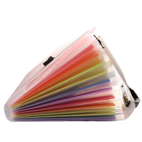 PP Plastic Rainbow Color Layers A4  Document Holder Desk File Storage Bag 12 Pocket Expandable File Organizer Filling Folder