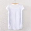 Print Feather Thin T-Shirt for Women White T-shirt O-Neck Causal Tee-shirts Graphic Tees Tops