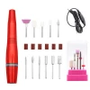 Professional nail drill small pen shape portable electric nail file with six types of drills