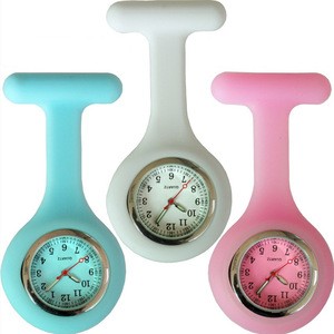 Promotional gift China made price competitive cute silicone silver brooch nurse watch