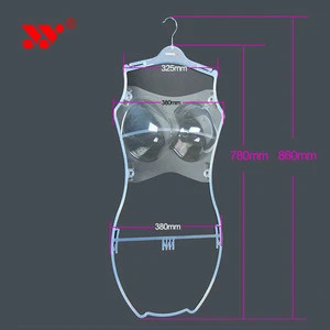 PS material body form plastic transparent swimwear hanger with breast