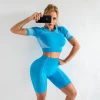 Push Up Workout Female Slim Fit Sportswear Shirt Seamless Gym Fitness Dry Fit Sport Yoga Shirt Women