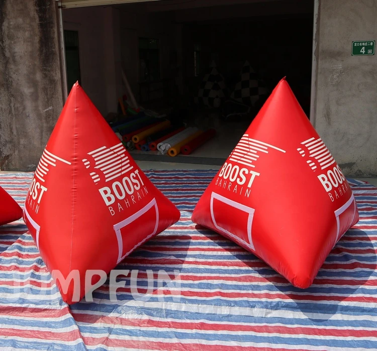 PVC Triangle Inflatable Buoy 2x2x2meter Advertising Inflatable Triangular Buoy with LOGO