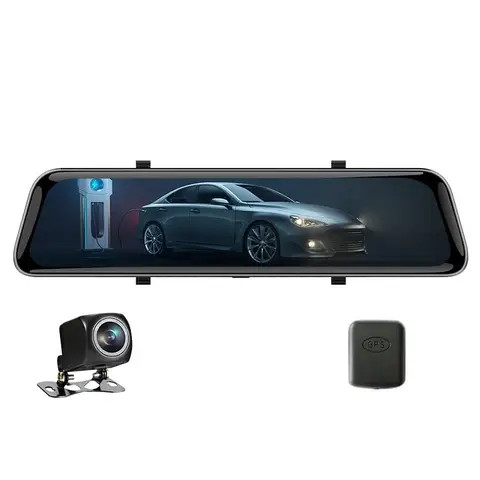 QSF H31 12" Full Touch ScreenHDR WDR Mirror Dash Cam 1440P Front 1080P Rear View Camera Dual Lens with HD Car Black Box Dashcam