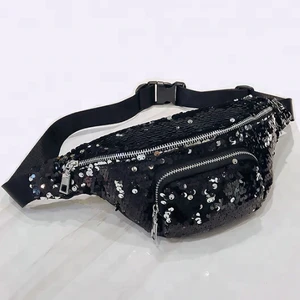 rainbow glitter fanny pack sequined pu leather ladies waist bag sling bag for women