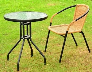 Rattan garden set with Chair glass table