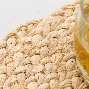Rattan Handmade Placemats Straw Cup Coasters Dining Table Mat Heat Insulation Pot Holder Wicker Drink Kitchen Accessories