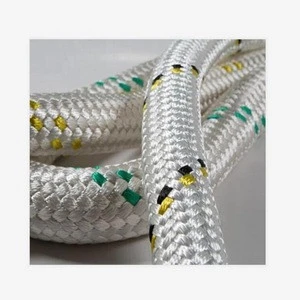 Recomen white color double braided solid polyester mooring rope ship vessel use