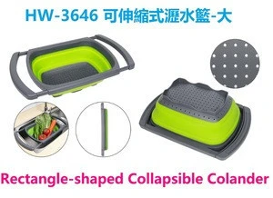 Rectangle-shaped Plastic Collapsible Colander / Strainer for Home Use Made in Vietnam Factory