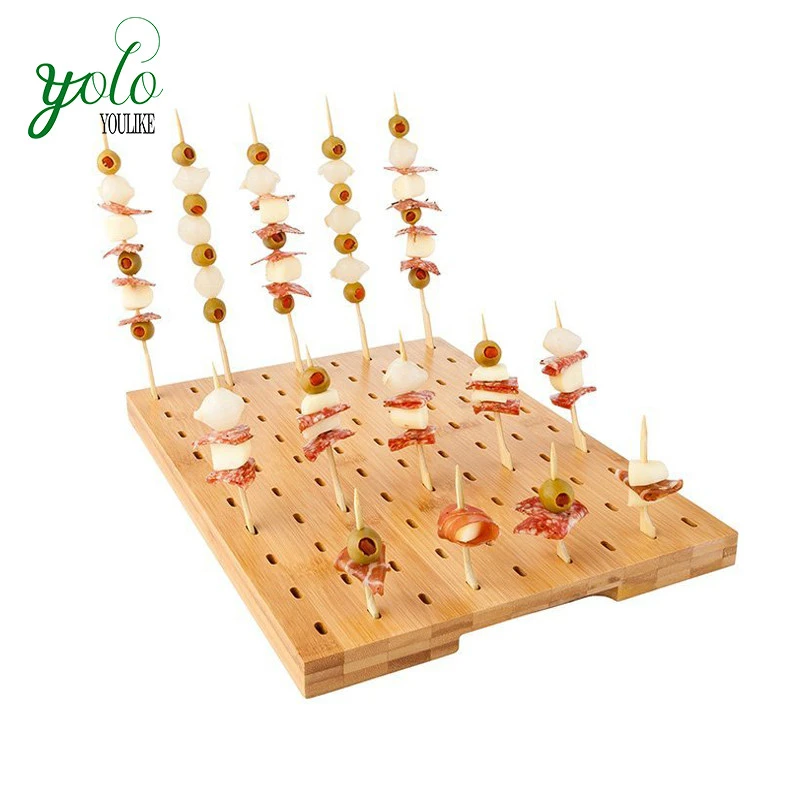 Rectangular Bamboo Skewer Holder for Paddle Food Cocktail Parties and Catering Events