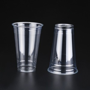 recycled PET 16 oz plastic disposable boba tea cup bubble tea cups custom