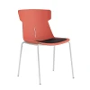 Red Modern Dining Room Side Chairs PP Cushion Seat Dining Chair with Metal Legs