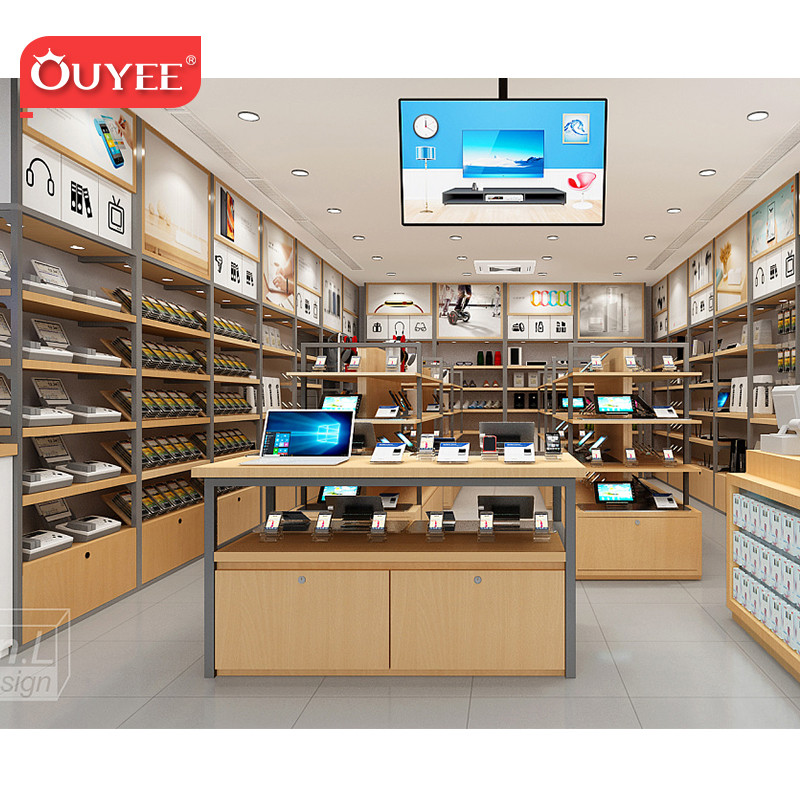 Buy Retail Brand Electronic Accessories Store Wooden Wall Mounted