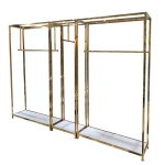 Retail Store Fixture Hanging Clothes Custom Shop Design Metal Gold Clothing Dress Display Rack