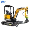 Retractable shoes 2 ton mini excavator with quick hitch digging bucket and canopy