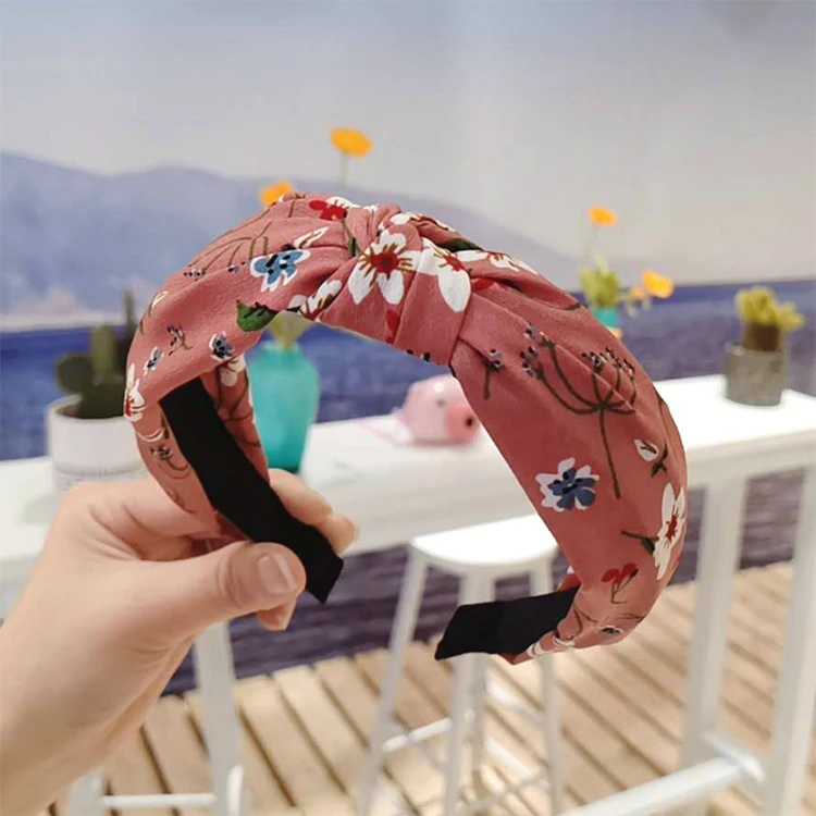 Retro Flower Knotted Hairband 2020 Floral Headband Women Hair Accessories