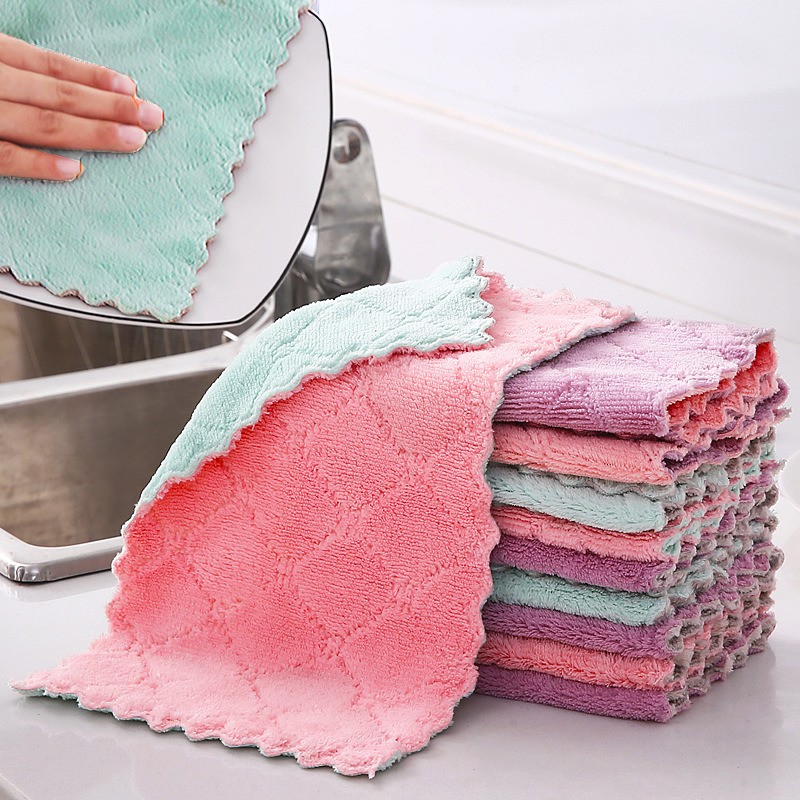 Reusable Absorption Dish Cloths Kitchen Microfiber Towel
