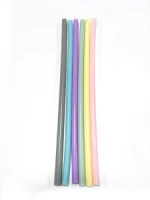 Reusable silicone drinking straw flexible food grade silicone straw with brush set