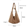Reusable Washable Ecofriendly Corduroy Crossbody Single Strap Women Shoulder Shopping Tote Bag with Interior Pocket