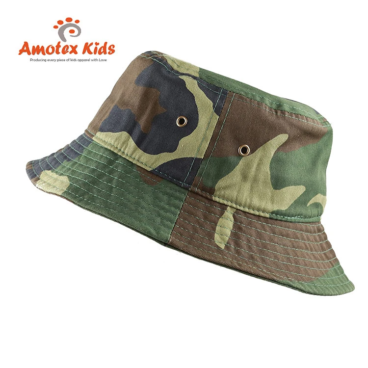 Reversible Outdoor Hip Hop Fisherman Bucket Hat Cap OEM Custom Logo Brand Name Nylon for Child Kid Printed 100% Polyester Unisex