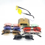 Rhinestone Square Sunglasses Luxury Wood Buffalo Horn Diamond Carter Sun Glasses Fashion Mens Rimless Sunglass Shade Eyewear