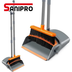 Sanipro Office and Home Standing Upright Sweep Use with Lobby Extendable Durable Foldable Broom and Dustpan Set