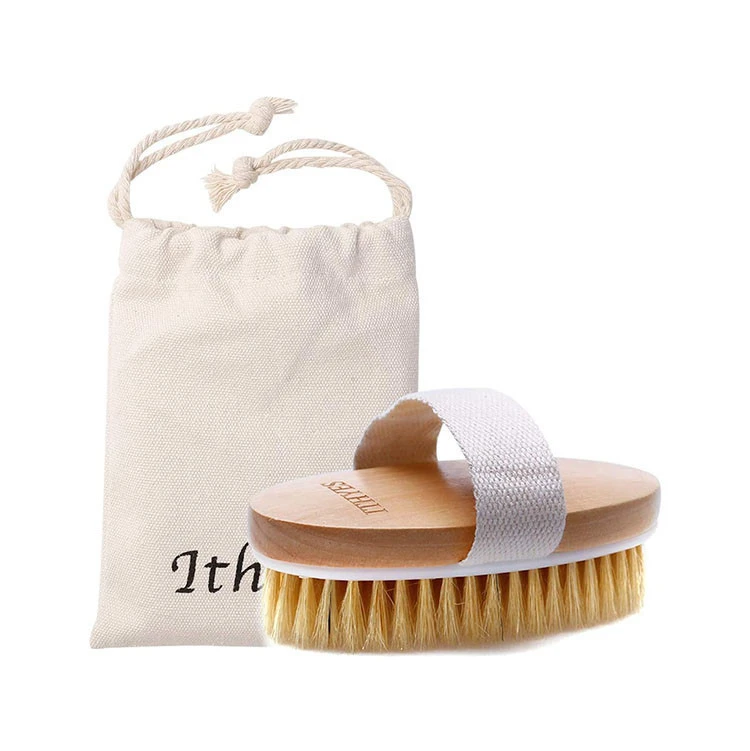 Scrub Brushing Exfoliating  Natural Bristle Cleaning Dry Body Bath Brush For The Back