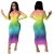 Sexy semi-transparent gradient print mesh women hollow out midi dresses