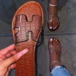 Shoes Designer Women Slippers Leather Ladies Slides Round Toe Summer Flat Sandals Slippers