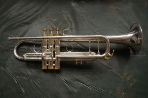 Silver plated Trumpet with gold plated valve cap and hexagon piston cap (ETR-22)