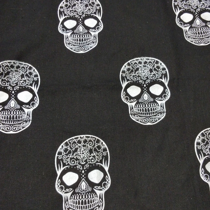 skull printed linen fabric for Halloween Decoration