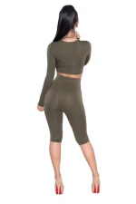 SLS2020 Wholesale Designer Clothing Long Sleeve Crop Top And Mid Pants Women Work Apparel