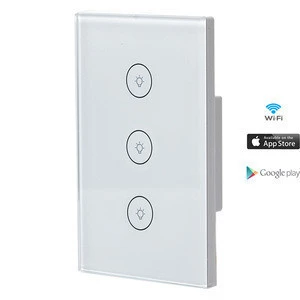 Smart Home Wifi Eu Touch Switch 120*120 3 Gang Glass Pc Material Panel Smart Switch