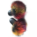 Soft fur slippers summer indoor real raccoon fur women home slipper plush sandals