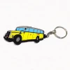 Soft PVC rubber single face 2D LED keychain customized design car bus with lighting on keychain