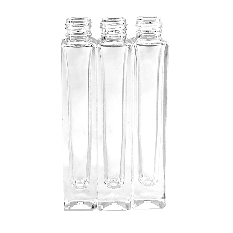 square clear 10ml 30ml 100ml 50 ml glass perfume bottle with spray gold and sliver cap