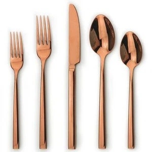 SS 304 18/10 stainless steel tableware table knife fork spoon dessert fork rose gold cutlery for restaurant