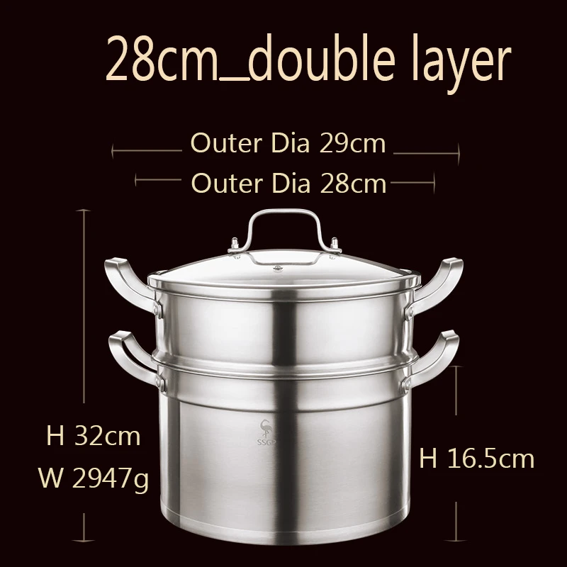 SSGP Stainless Steel Cooker 3 Tier Set Aluminum Stock Steam Cooking Price Steamer Pot