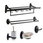 Stainless Steel Black Bathroom Accessories Wall Mounted Bath Hardware Sets Towel Rack