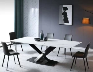 Stainless Steel Furniture  combination Dinner Furniture Table and chair scandinavian marble dining  Metal Table
