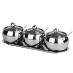 stainless steel spice jar set seasoning kitchen pot sauce pot with spoon